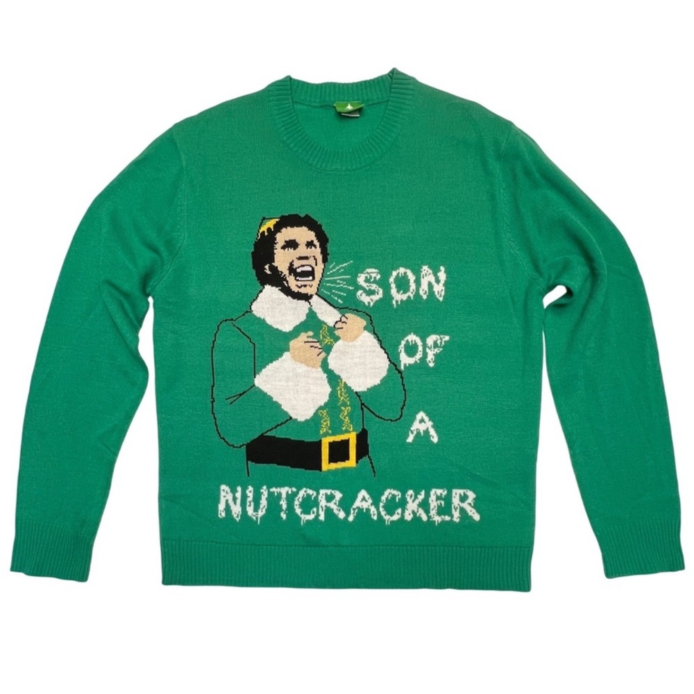 Buddy the Elf Son of a Nutcracker Green Ugly Christmas Sweater Small